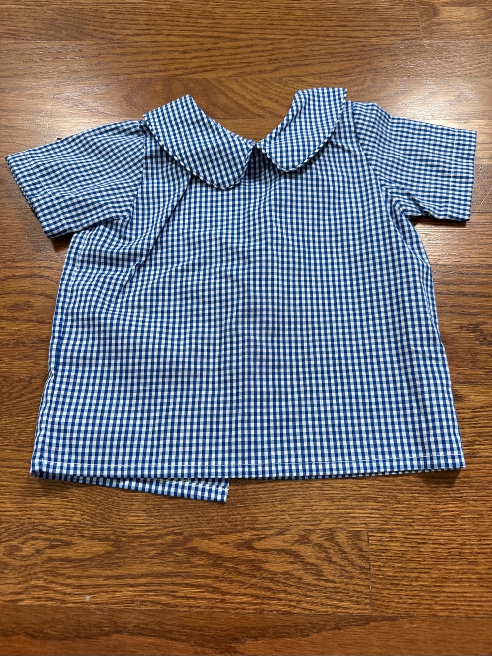 The Beaufort Bonnet Company Blue Gingham Peter Pan Collar Top
